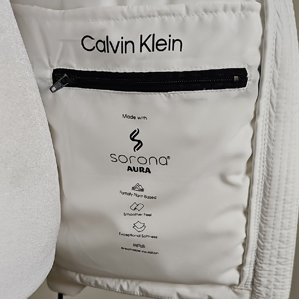 Calvin Klein White Puffer Coat Jacket with Hood - Picture 11 of 16